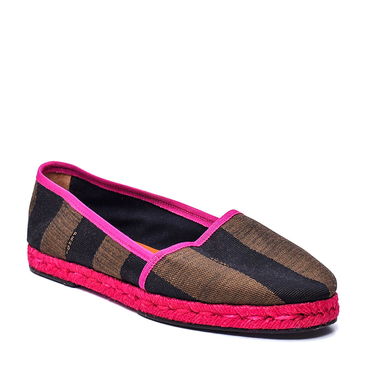 Fendi - Brown & Pink Canvas Pequin Espadrilles 38